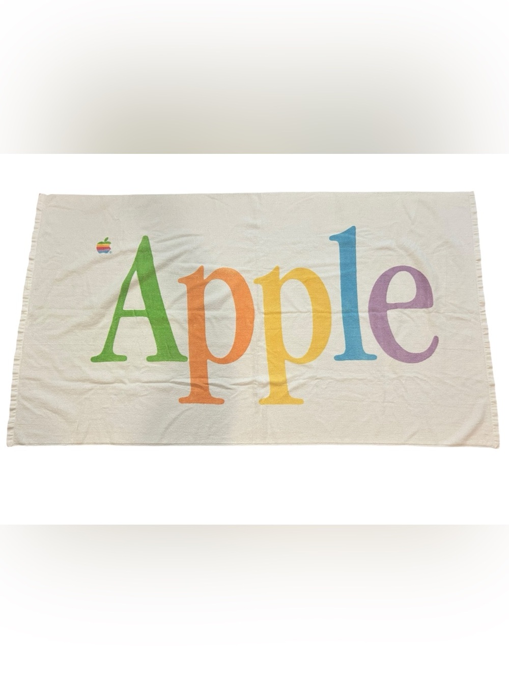 Vintage APPLE Computer MacIntosh Beach Towel Rainbow Print RARE